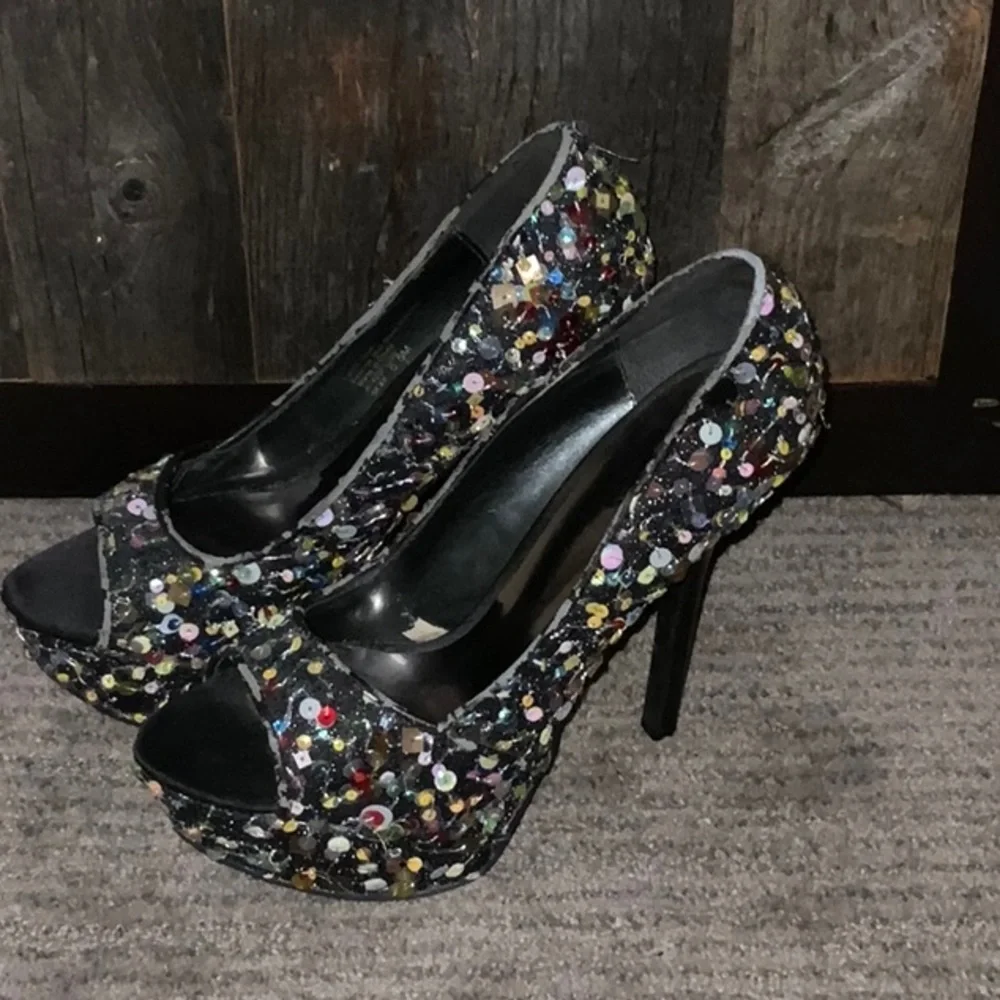 NWOT | Carlos Platform Sequin Heels | Sz 6.5